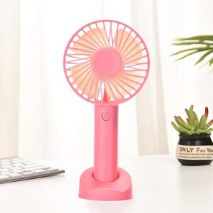 Portable USB Fan with Phone Stand, Rechargeable Battery, 3-Hour Runtime, Blue and Mint